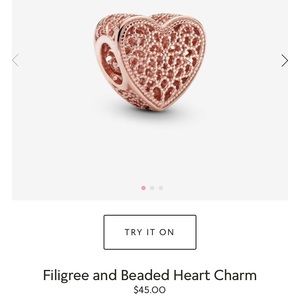 Pandora Filigree and Beaded Heart Charm